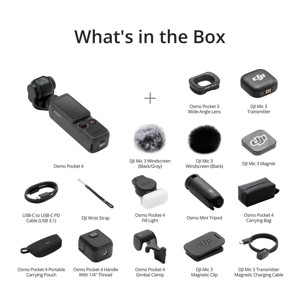 DJI Osmo Pocket 4 Creator Combo, Pocket Gimbal Vlog Camera