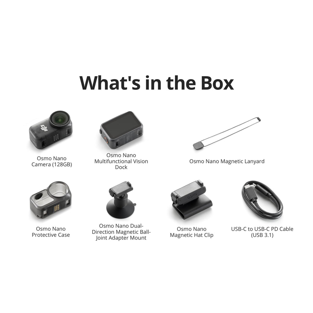 DJI Osmo Nano Standard Combo (128GB), 4K Wearable Camera, 1/1.3″ Sensor