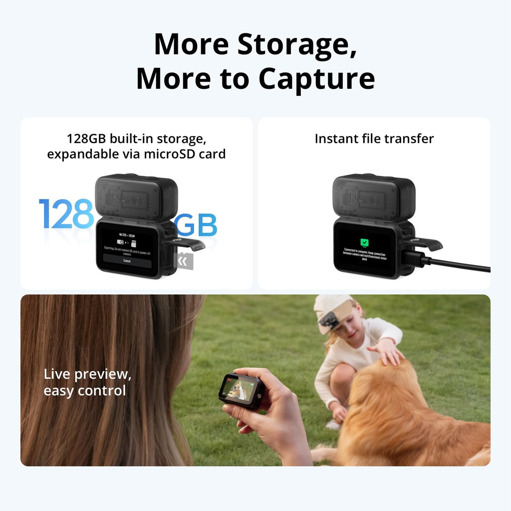 DJI Osmo Nano Standard Combo (128GB), 4K Wearable Camera, 1/1.3″ Sensor